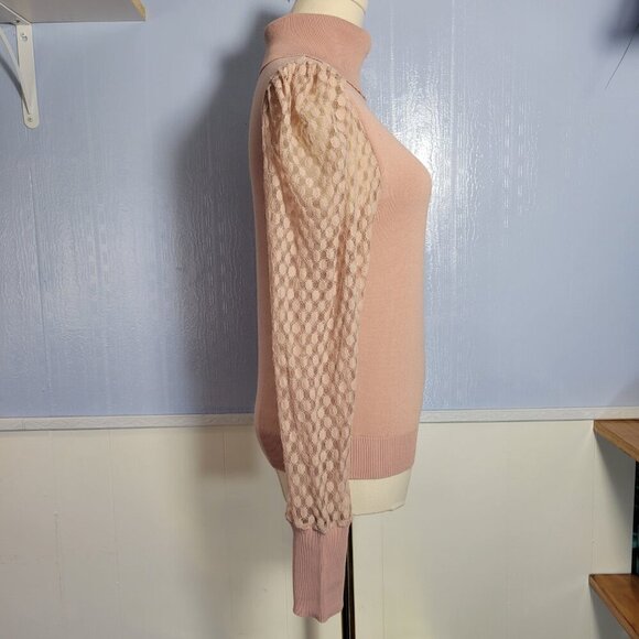 Love Tree Large Baby Pink Semi Sheer Longsleeve Turtleneck Sweater - Picture 2 of 10